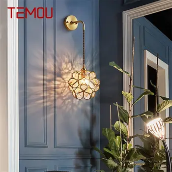 Современные настенные светильники TEMOU из латуни с креативным романтическим декоративным лепестком для гостиной, коридора, кровати, отеля