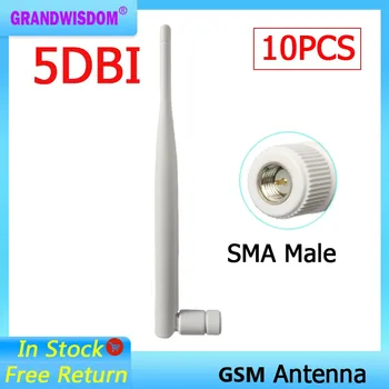 GRANDWISDOM 10шт GSM Белая антенна 5dbi sma штекер 868/915 МГц lora antene для усилителя радиочастотного сигнала Gasmeter emeter