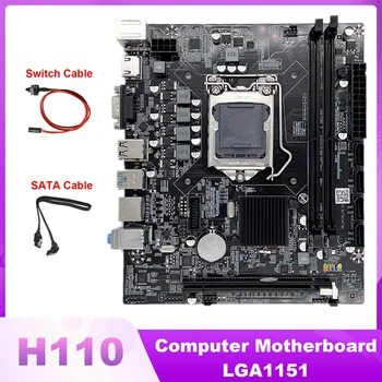 Материнская плата Компьютера H110 LGA1151 Поддерживает Процессор Серии Core I3 I5 I7, Поддерживает Память DDR4 С Кабелем SATA + Кабель Переключения