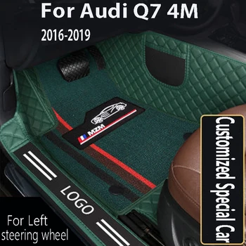Кожаные автомобильные коврики для пола, накладка для багажника, ковер для Audi Q7 4M 5 мест 2016 2017 2018 2019, Грузовые вкладыши для багажника