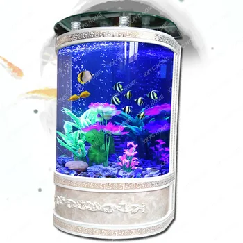 Полукруглый аквариум для рыб Гостиная Домашний стеклянный аквариум у стены Экологический горшок Аксессуары для аквариума с мелкой сменой воды