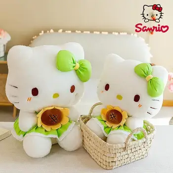 Sanrio Kawaii Hello Kitty Подсолнух Плюшевые Куклы Kt Cat Мультяшная Диванная Подушка Аниме Животные Плюшевые Игрушки Подарок Для Девочки