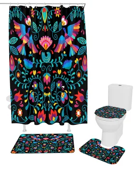 Набор штор для душа с рисунком Мексиканского фестиваля, Нескользящие коврики, коврик для ванной, крышка унитаза, Водонепроницаемая занавеска для ванной комнаты