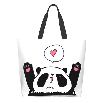 Сумка-тоут Panda Love, женская повседневная сумка через плечо, Многоразовая многофункциональная сумка для покупок на открытом воздухе