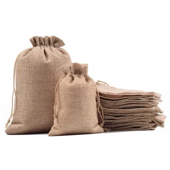 Сумка из конопли, льняной сверток на шнурке, карманные украшения, подарочная сумка для хранения пыленепроницаемых трав, маленькая тканевая сумка