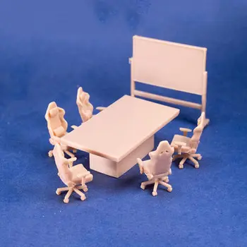 Набор столов для конференций из смолы 1/64, Гаражные Аксессуары, Гоночное Сиденье, Компьютерное кресло, Сцена, Неокрашенная Белая Модель