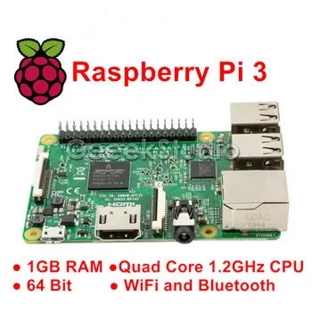 Raspberry Pi 3 Модель B 1 ГБ оперативной памяти, четырехъядерный процессор с частотой 1,2 ГГц, 64-битный процессор, Wi-Fi и Bluetooth