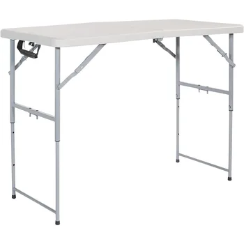 4-футовый складной стол Прямоугольный стол длиной 4 фута, регулируемый по высоте, центральный складной стол, светло-серый