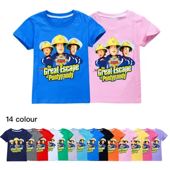 Летняя одежда пожарного Сэма, детская футболка с героями мультфильмов 