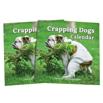Настенный календарь на 2024 год, 12 месяцев, Календарь какающих собак, Забавный календарь для собак, подарки с кляпом, идеальный рождественский подарок в виде белого слона