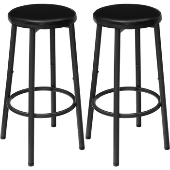 Набор из 2 барных стульев HOOBRO, Барные стулья для Кухонного острова, Высокие барные стулья с подставкой для ног для кухни, Столовой, кафе