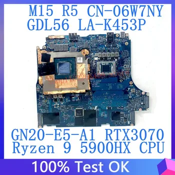 CN-06W7NY 06W7NY 6W7NY Для DELL G15 5515 GDL56 LA-K453P Материнская плата С процессором Ryzen 9 5900HX GN20-E5-A1 RTX3070 100% Протестирована Хорошо
