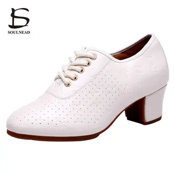 Белые женские туфли для джазовых танцев, туфли для латиноамериканских танцев сальсы, обувь для бальных танцев из тисненой кожи 5 см, женские бальные туфли для учителей, женские танцевальные кроссовки
