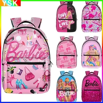 MINISO Barbie Школьная сумка для Барби, Студенческий рюкзак с принтом Принцессы Барби, Компьютерная сумка Большой Емкости