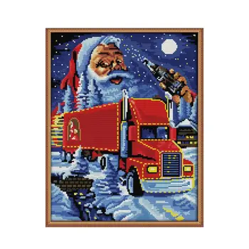 Рождественский грузовик набор для вышивания крестиком aida 14ct 11ct количество печатных стежков на холсте вышивка DIY handmade