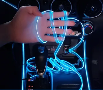 USB-подсветка салона автомобиля RGB Neon Wire Strip Light 1/2/3/4/5 М Неоновые украшения Атмосферные светильники Гибкая оптоволоконная лампа окружающего освещения