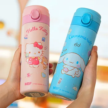 500 мл Hello Kitty Детская Изолированная Бутылка Для Воды Hot Kawaii Kuromi Термос Для Воды Розовый Мультфильм Термобутылка Из Нержавеющей Стали Подарок