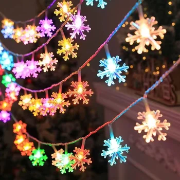 3M LED Snowflake String Lights Снежная Фея Украшение Гирлянды для Рождественской Елки Новогодней Комнаты День Святого Валентина На Батарейках