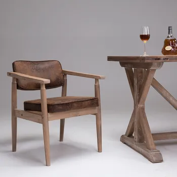 Подлокотники из массива дерева в скандинавском стиле, домашняя спинка, европейский кофейный стул, обеденный стул для ресторана, кресло для отдыха для кабинета