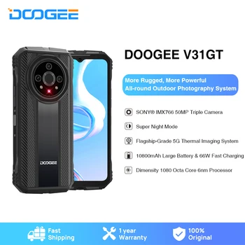 Новый Прочный Телефон DOOGEE V31GT 6,58 ”FHD Dimensity 1080 Восьмиядерный 5G Тепловизионный 10800 мАч 66 Вт Быстрая Зарядка Телефона