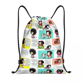 Изготовленные на заказ сумки на шнурках Manga Quino Mafalda Для мужчин и женщин, Легкий рюкзак для хранения в спортивном зале с рисунком Каваи