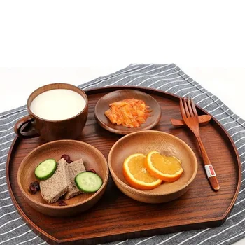 Кухонные принадлежности, Тарелка для ужина, блюдо для суши в японском стиле, Кофейная чашка, Поднос для сервировки полукруглой посуды из натурального массива дерева