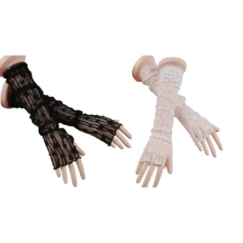 Женские перчатки с длинным рукавом для невесты, Прозрачные перчатки для ночного клуба, перчатки для танцев на шесте, перчатки на полпальца с сеткой-бабочкой, Прямая поставка