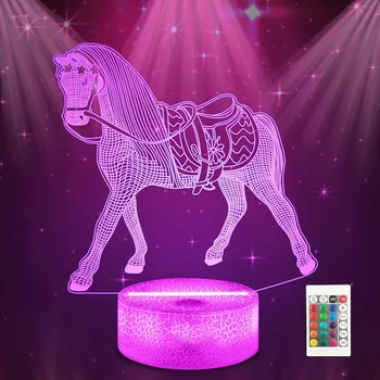 НОВОЕ животное Лошадь 3D ночник Декор детской спальни Настольная установка Прикроватная лампа в виде Зодиакальной лошади для рождественского подарка на День рождения