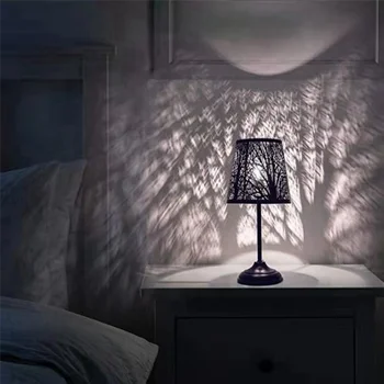 Маленький абажур с клипсой на лампочке, металлический абажур с рисунком деревьев для настольной люстры, настенный светильник белого цвета