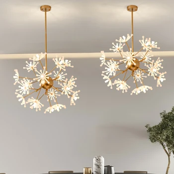 Скандинавская люстра в виде одуванчика, современная хрустальная лампа, креативный интерьер гостиной, спальни и коридора, светильники для домашнего декора.