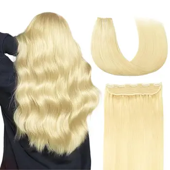 Цельная Заколка для наращивания волос Цвет # 613 Заколка для наращивания Человеческих волос Бесшовные Настоящие Человеческие Волосы