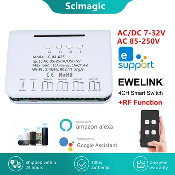 eWeLink WiFi 4-канальный модуль переключения 7-32 В 85-250 В Реле 