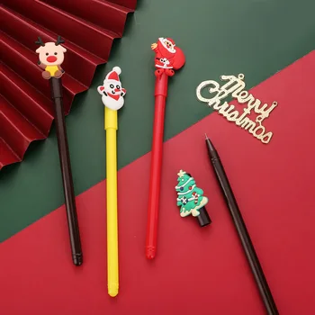 24ШТ Рождественская Гелевая ручка Милая Рождественская Елка Олень Санта Снеговик Подарок 0,5 мм Черные Нейтральные Ручки Школьный Офис Стационарный