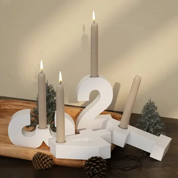 Геометрический цифровой подсвечник своими руками Силиконовая форма Кристалл Эпоксидной смолы 1234 Digitals Гипсовая форма для изготовления романтических свечей