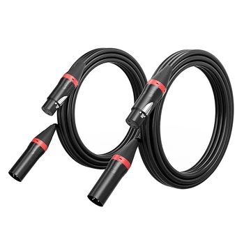 2 комплекта микрофонных кабелей XLR, кабель XLR от мужчины к женщине, аудиомикрофонный кабель XLR длиной 10 футов