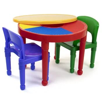 Набор пластиковых столов для сухой стирки и 2 стульев Humble Crew Kids 2 в 1, красный, зеленый и синий