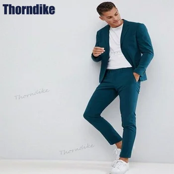 Мужские костюмы Thorndike Slim Fit, 2 предмета, Свадебные платья Для Жениха, Смокинги, Модные Деловые Комплекты Блейзеров, Костюм Homme (Блейзер + брюки)