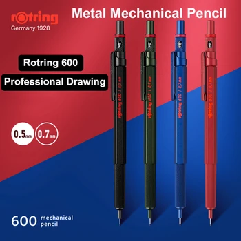 Механические Карандаши Rotring 600 0,5 мм 0,7 мм Профессиональные ручки для рисования и набросков Металлический корпус Шестигранный держатель Подарок архитектора