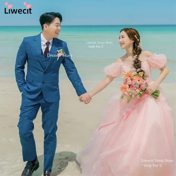 Выпускные платья из органзы Liwecit для фотосессии, свадебной вечеринки, длинные вечерние платья на тонких бретельках в Корейском стиле