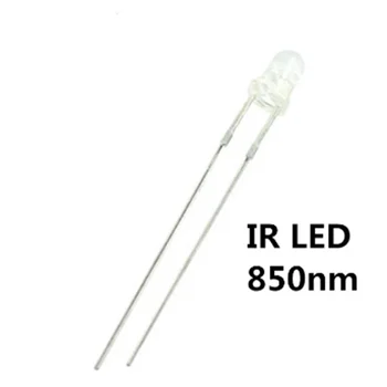 100шт 3 мм 850 нм ИК DIP LED F3 Инфракрасный 20мА постоянного тока 1,4-1,6 В