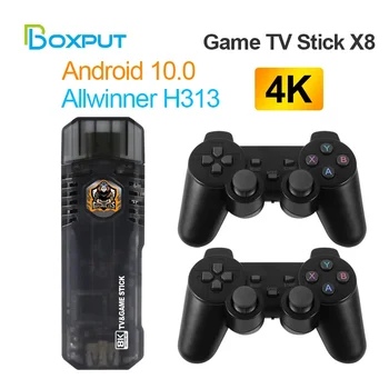 Game Stick 4K 10000 Game X8 Оригинальная Поддержка 14 симуляторов Двойная система для Android TV Box с WiFi Ретро игровые приставки