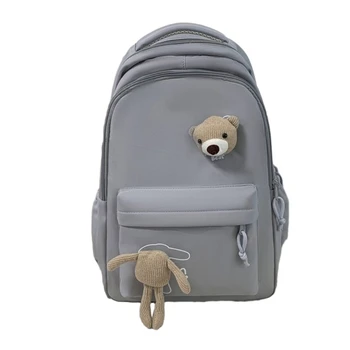 Студенческий нейлоновый рюкзак, дорожный рюкзак для девочек, школьная сумка Little Bear, сумки для книг с регулируемыми плечевыми ремнями
