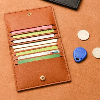 Маленький женский кошелек из однотонной искусственной кожи, короткий простой женский кошелек с кнопками, ультратонкая сумка для кредитных карт