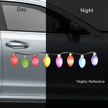 Рождественские светоотражающие магниты для автомобиля, набор красочных магнитов для лампочек, наклейка на автомобиль, светоотражающие Рождественские огни, магнитные наклейки