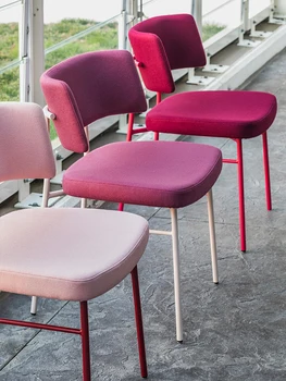 Домашний косметический стул для отдыха с роскошной спинкой кофейня простой красный барный стул
