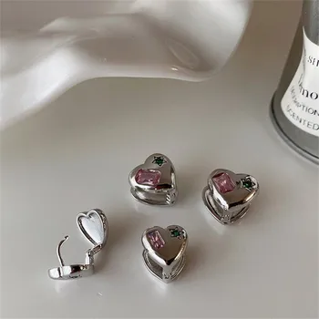 Y2K Корейские Серьги-кольца с розовым цирконом 
