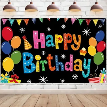 Фон для баннера с Днем рождения, цветные воздушные шары, фон для фотосъемки для украшения вечеринки в честь дня рождения, реквизит для фотобудки, студийный реквизит