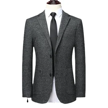 Модный английский стиль, осень-зима, плотный мужской однотонный пиджак/ мужской Высококачественный 2023, новые блейзеры больших размеров, пальто