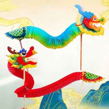 Материал для поделок с бумажным драконом Китайский Новый год Декор с драконом своими руками Танец китайского дракона Трехмерный цветок